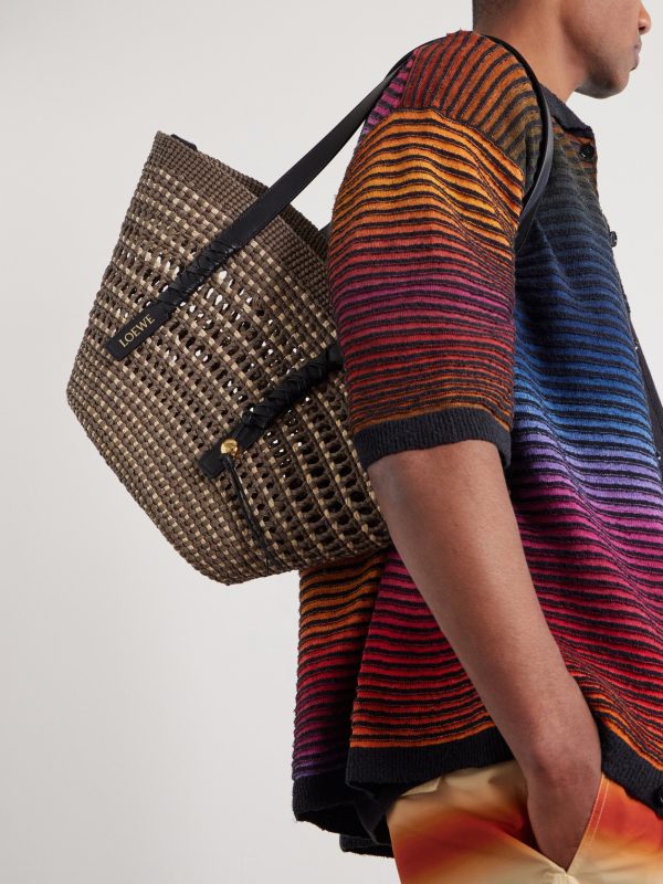 + Paula's Ibiza Logo-Embellished Leather-Trimmed Palm de Iraca Leaves Tote Bag - FR