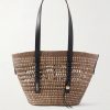 + Paula's Ibiza Logo-Embellished Leather-Trimmed Palm de Iraca Leaves Tote Bag