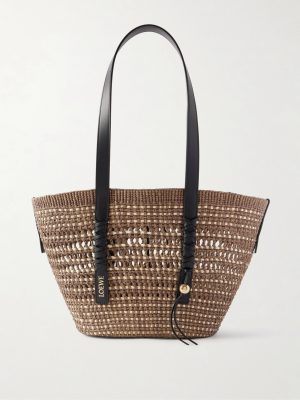 + Paula's Ibiza Logo-Embellished Leather-Trimmed Palm de Iraca Leaves Tote Bag + Paula's Ibiza Logo-Embellished Leather-Trimmed Palm de Iraca Leaves Tote Bag
