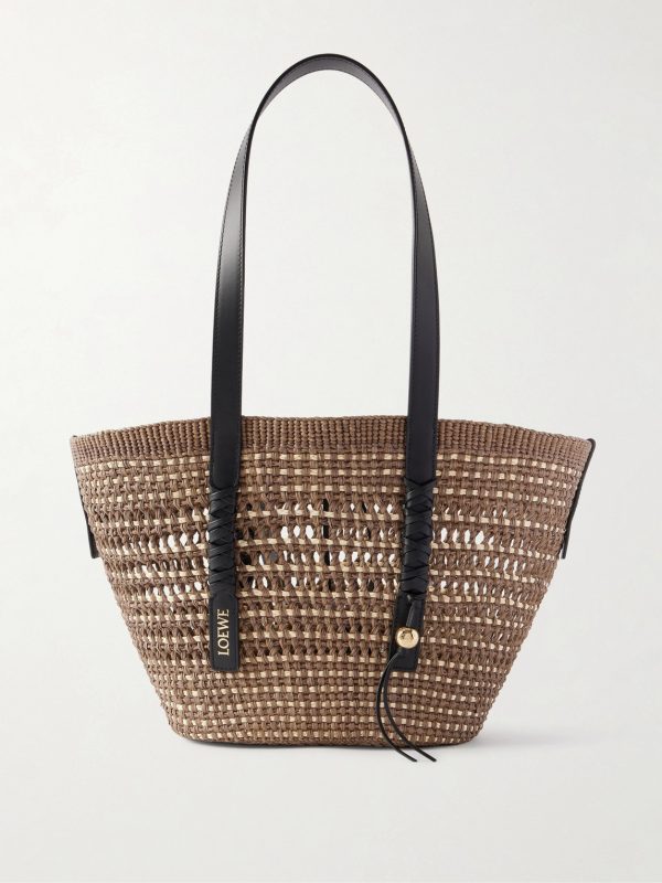 + Paula's Ibiza Logo-Embellished Leather-Trimmed Palm de Iraca Leaves Tote Bag