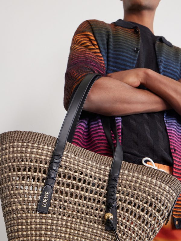 + Paula's Ibiza Logo-Embellished Leather-Trimmed Palm de Iraca Leaves Tote Bag - OU2
