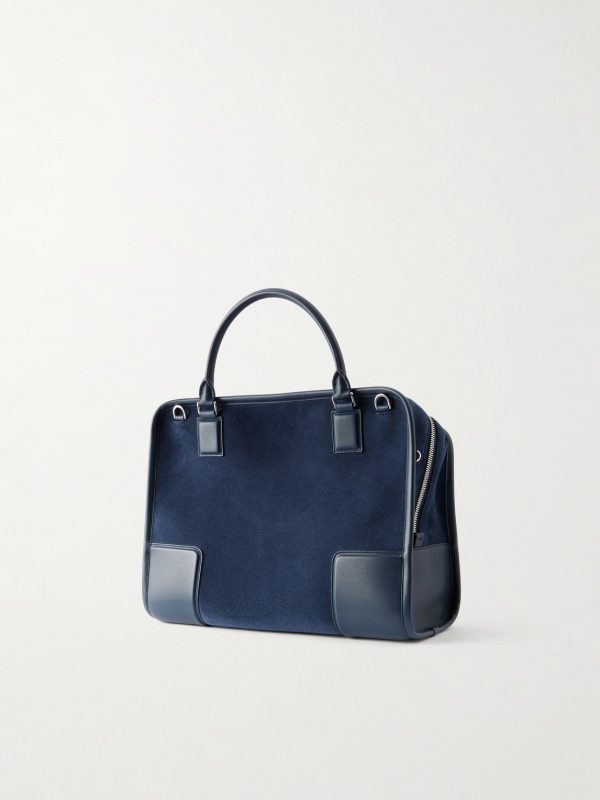 Amazona 180 Leather-Trimmed Suede Tote Bag - BK Amazona 180 Leather-Trimmed Suede Tote Bag - BK
