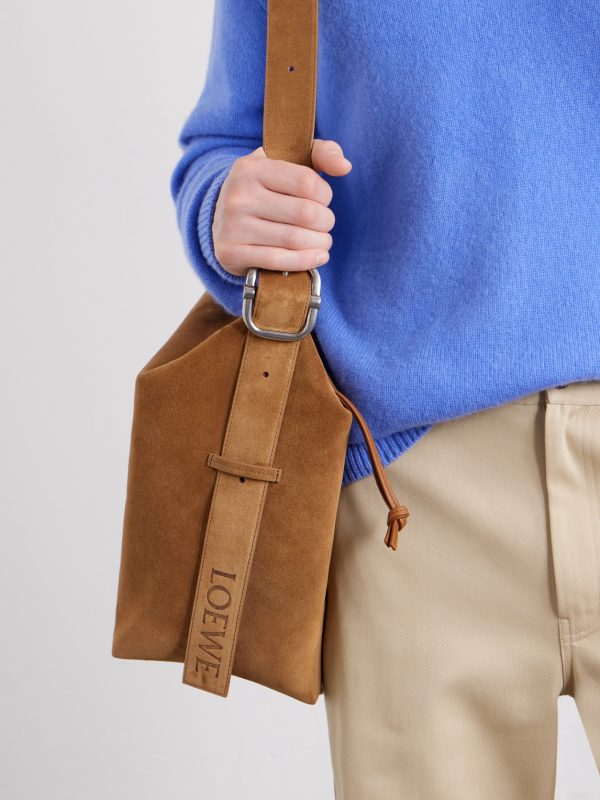 Loop Logo-Debossed Suede Messenger Bag - CU