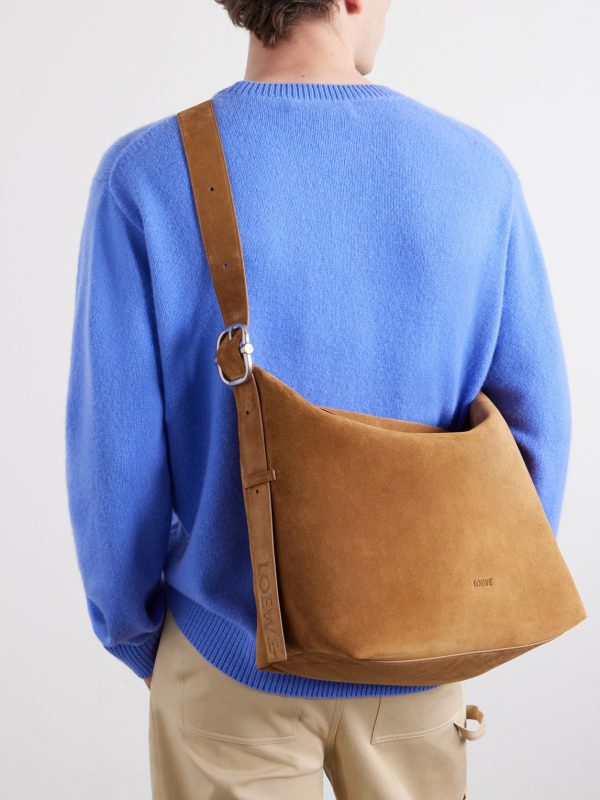 Loop Logo-Debossed Suede Messenger Bag - FR