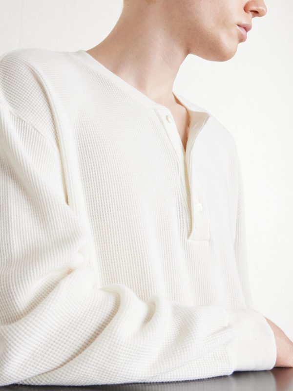 Waffle-Knit Cotton and Cashmere-Blend Henley T-Shirt - CU Waffle-Knit Cotton and Cashmere-Blend Henley T-Shirt - CU