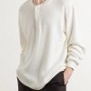 Waffle-Knit Cotton and Cashmere-Blend Henley T-Shirt - FR Waffle-Knit Cotton and Cashmere-Blend Henley T-Shirt - FR
