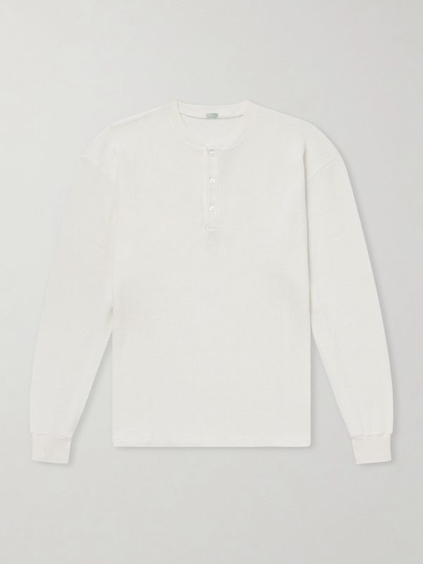 Waffle-Knit Cotton and Cashmere-Blend Henley T-Shirt Waffle-Knit Cotton and Cashmere-Blend Henley T-Shirt