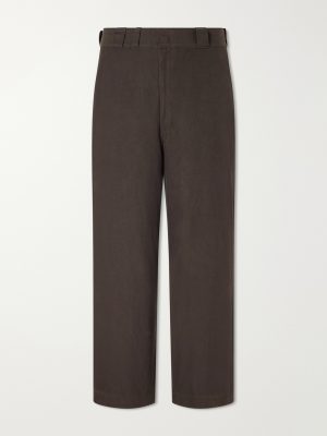 Straight-Leg Cotton and Silk-Blend Trousers