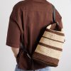+ Paula's Ibiza Loop Bucket Medium Leather-Trimmed Raffia Tote Bag - CU + Paula's Ibiza Loop Bucket Medium Leather-Trimmed Raffia Tote Bag - CU