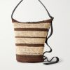 + Paula's Ibiza Loop Bucket Medium Leather-Trimmed Raffia Tote Bag + Paula's Ibiza Loop Bucket Medium Leather-Trimmed Raffia Tote Bag
