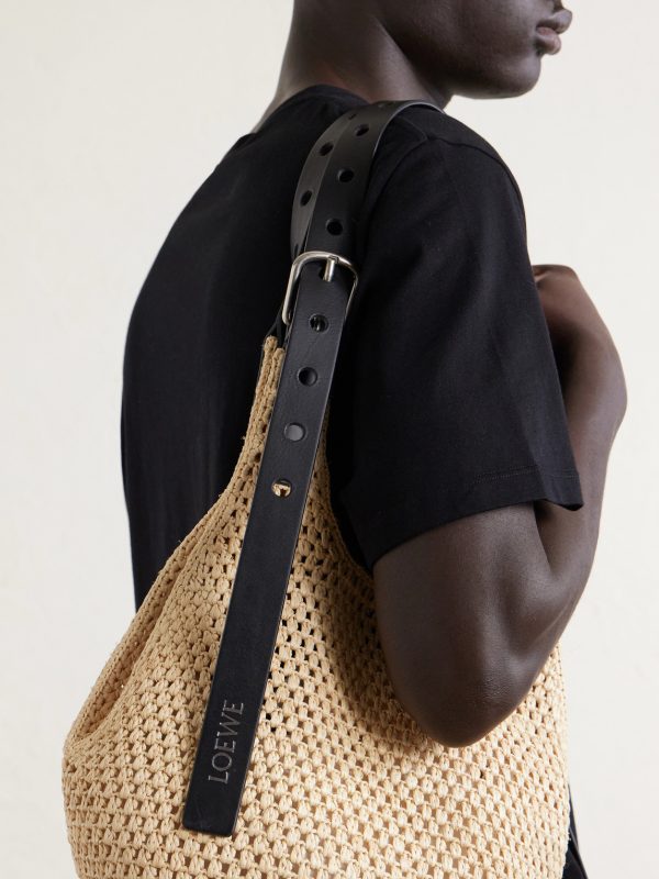 + Paula's Ibiza Leather-Trimmed Woven Raffia Tote Bag - E2 + Paula's Ibiza Leather-Trimmed Woven Raffia Tote Bag - E2