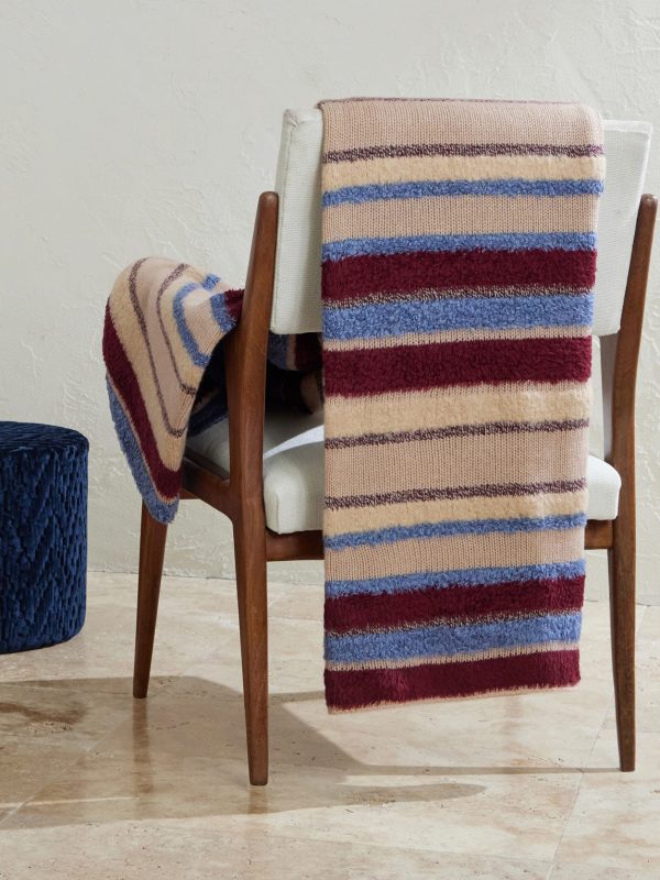 Striped Textured Cashmere-Blend Blanket - OU Striped Textured Cashmere-Blend Blanket - OU