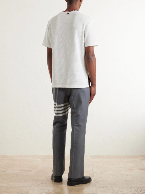 Pointelle-Knit Cotton and Linen-Blend T-Shirt - BK Pointelle-Knit Cotton and Linen-Blend T-Shirt - BK