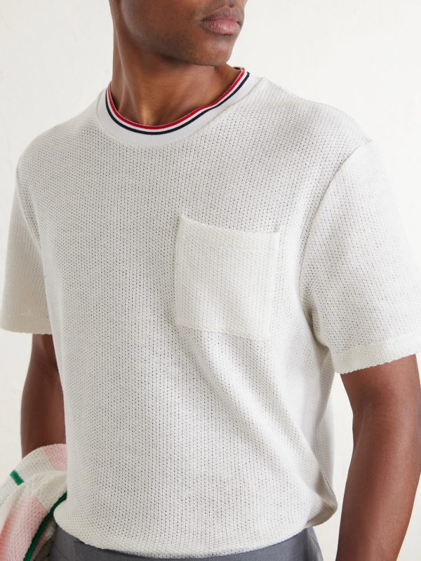 Pointelle-Knit Cotton and Linen-Blend T-Shirt - CU Pointelle-Knit Cotton and Linen-Blend T-Shirt - CU