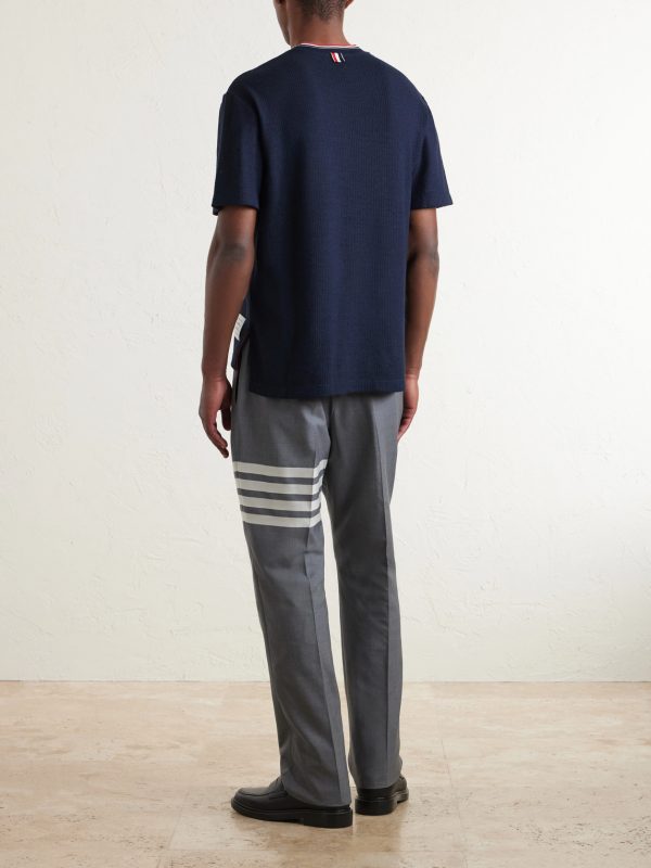 Pointelle-Knit Cotton and Linen-Blend T-Shirt - BK Pointelle-Knit Cotton and Linen-Blend T-Shirt - BK