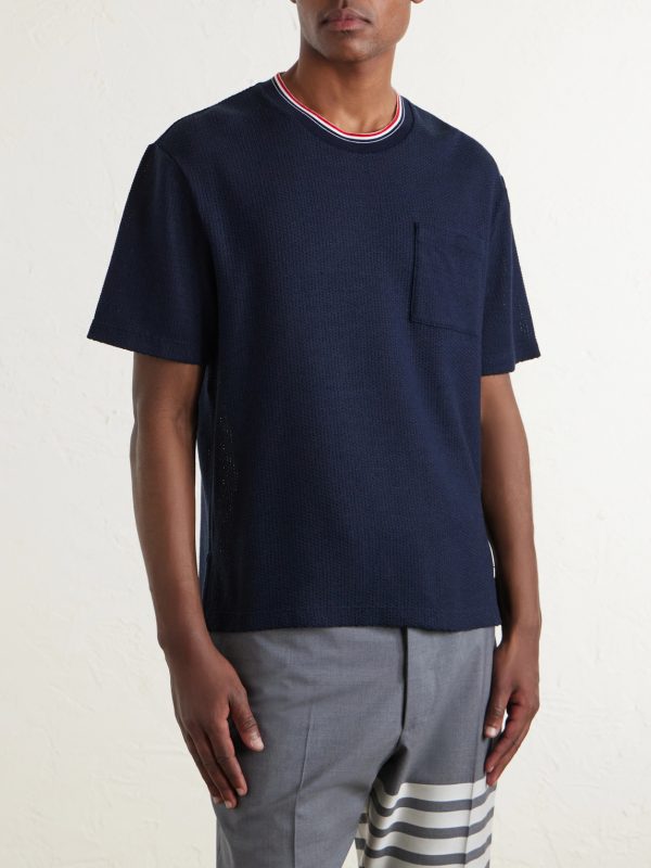 Pointelle-Knit Cotton and Linen-Blend T-Shirt - FR Pointelle-Knit Cotton and Linen-Blend T-Shirt - FR