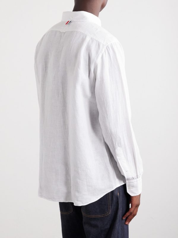 Logo-Appliquéd 4-Bar Linen Shirt - BK Logo-Appliquéd 4-Bar Linen Shirt - BK