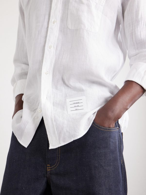 Logo-Appliquéd 4-Bar Linen Shirt - CU Logo-Appliquéd 4-Bar Linen Shirt - CU