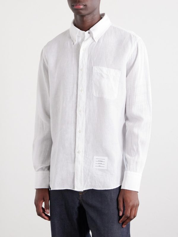 Logo-Appliquéd 4-Bar Linen Shirt - FR Logo-Appliquéd 4-Bar Linen Shirt - FR