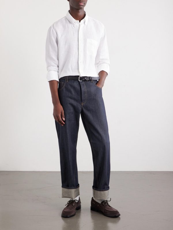 Logo-Appliquéd 4-Bar Linen Shirt - OU Logo-Appliquéd 4-Bar Linen Shirt - OU