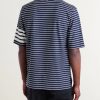 Striped Logo-Appliqué Cotton-Blend Terry Polo Shirt - BK