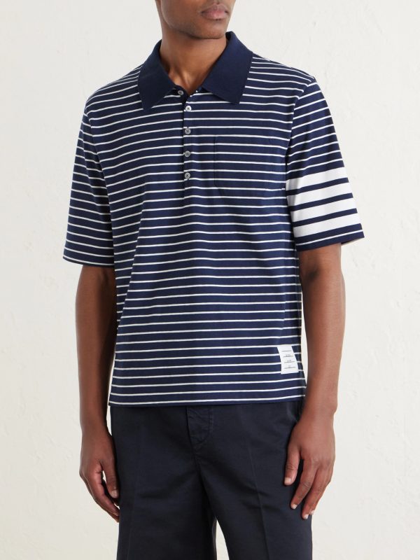 Striped Logo-Appliqué Cotton-Blend Terry Polo Shirt - FR