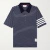 Striped Logo-Appliqué Cotton-Blend Terry Polo Shirt