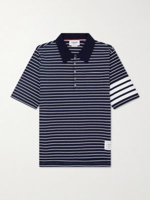 Striped Logo-Appliqué Cotton-Blend Terry Polo Shirt Striped Logo-Appliqué Cotton-Blend Terry Polo Shirt