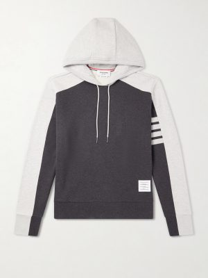 Logo-Appliquéd Striped Cotton-Jersey Hoodie