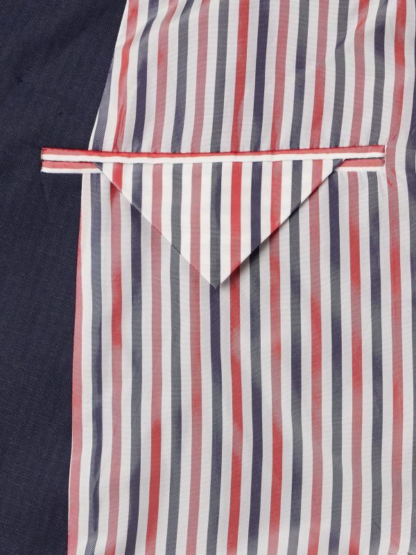 Double-Breasted Striped Cotton and Linen-Blend Blazer - E2 Double-Breasted Striped Cotton and Linen-Blend Blazer - E2