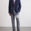 Double-Breasted Striped Cotton and Linen-Blend Blazer - OU Double-Breasted Striped Cotton and Linen-Blend Blazer - OU