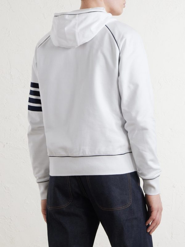 Striped Cotton-Jersey Zip-Up Hoodie - BK Striped Cotton-Jersey Zip-Up Hoodie - BK