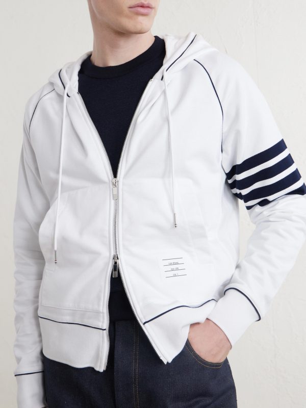 Striped Cotton-Jersey Zip-Up Hoodie - CU Striped Cotton-Jersey Zip-Up Hoodie - CU