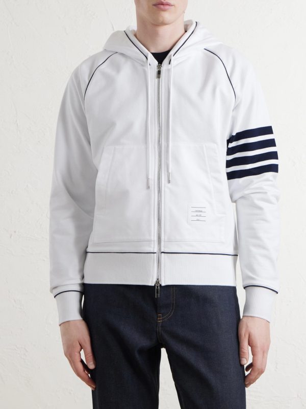 Striped Cotton-Jersey Zip-Up Hoodie - FR Striped Cotton-Jersey Zip-Up Hoodie - FR