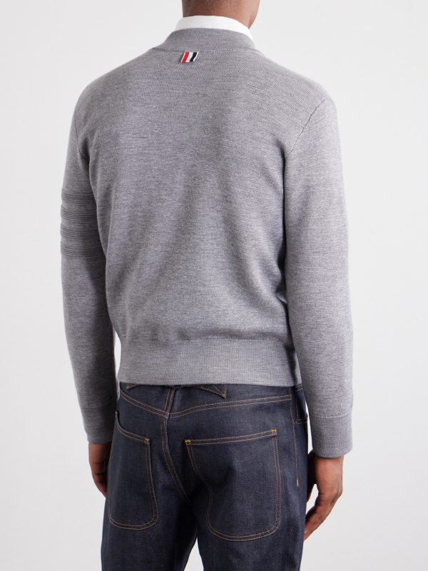 Striped Wool, Linen and Cotton-Blend Zip-Up Cardigan - BK