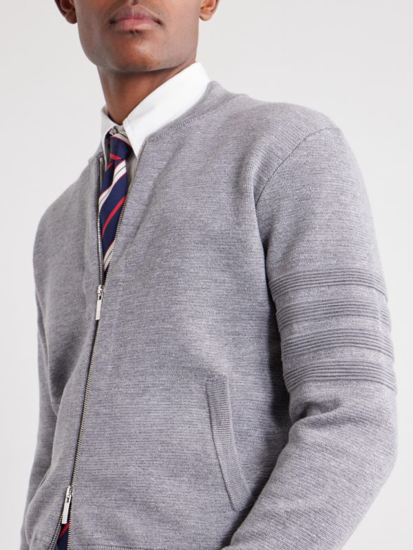 Striped Wool, Linen and Cotton-Blend Zip-Up Cardigan - CU