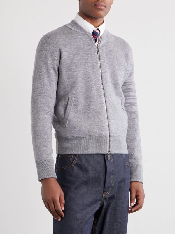 Striped Wool, Linen and Cotton-Blend Zip-Up Cardigan - FR