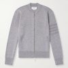 Striped Wool, Linen and Cotton-Blend Zip-Up Cardigan
