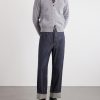 Striped Wool, Linen and Cotton-Blend Zip-Up Cardigan - OU