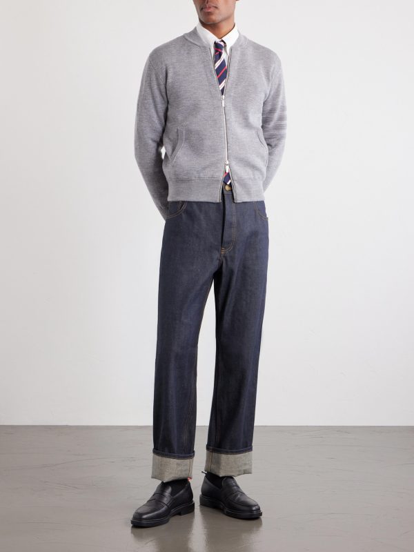 Striped Wool, Linen and Cotton-Blend Zip-Up Cardigan - OU