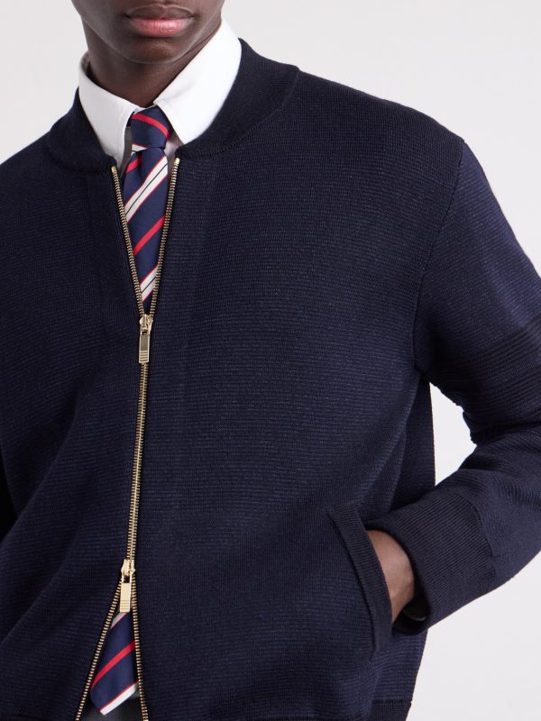 Striped Wool, Linen and Cotton-Blend Zip-Up Cardigan - CU