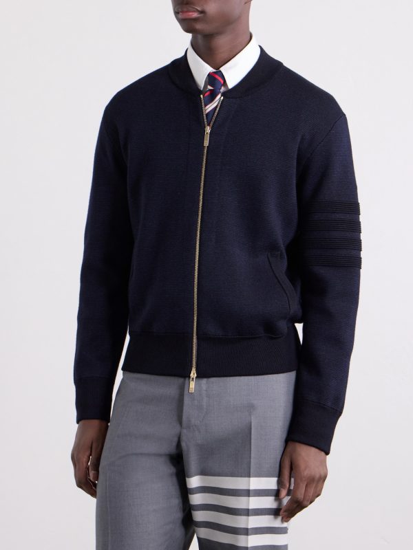 Striped Wool, Linen and Cotton-Blend Zip-Up Cardigan - FR