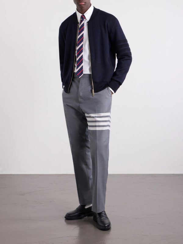 Striped Wool, Linen and Cotton-Blend Zip-Up Cardigan - OU