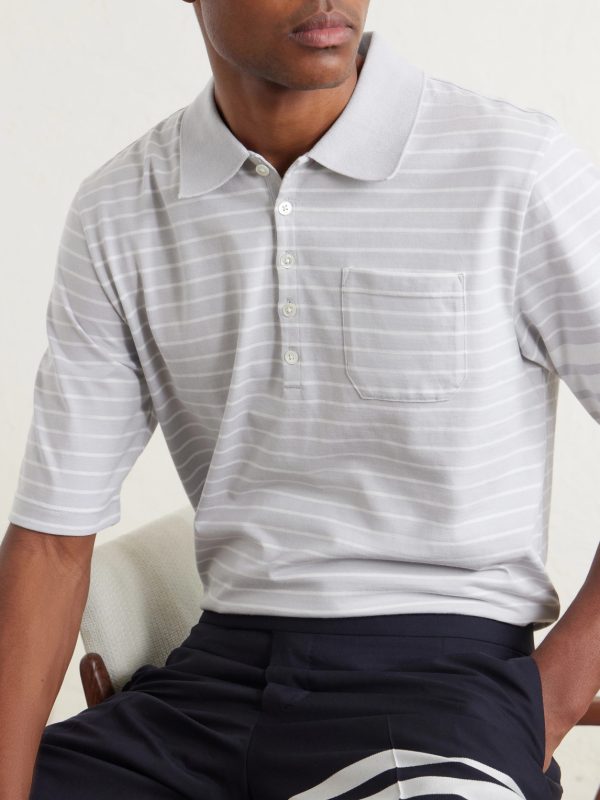 Striped Cotton-Jersey Polo Shirt - CU Striped Cotton-Jersey Polo Shirt - CU