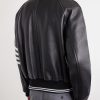 Oversized Striped Leather Bomber Jacket - BK