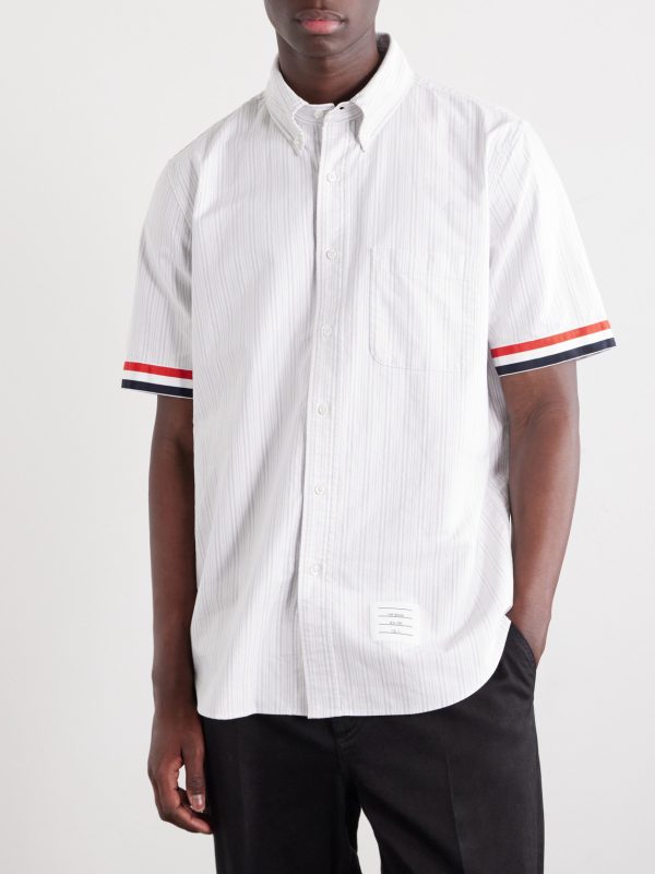 Logo-Appliquéd Striped Cotton-Oxford Shirt - FR