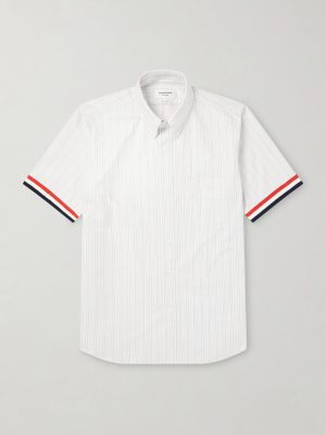 Logo-Appliquéd Striped Cotton-Oxford Shirt