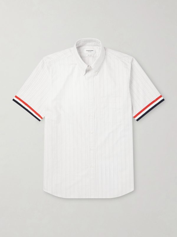 Logo-Appliquéd Striped Cotton-Oxford Shirt