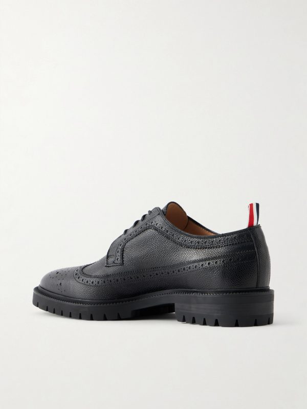 Longwing Pebble-Grain Leather Brogues - BK Longwing Pebble-Grain Leather Brogues - BK