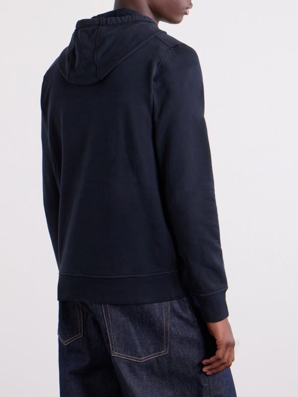 Logo-Appliquéd Garment-Dyed Cotton-Fleece Hoodie - BK